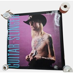 Johnny Winter Guitar Slinger 23x23 Promo Poster 	Alligator‎ 1984 Rock Blues